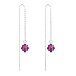 Cha�nes d'Oreilles Ronde � Facette 6mm en Argent et Cristal Fuchsia