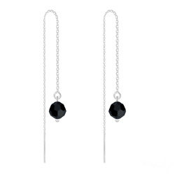 Cha�nes d'Oreilles Ronde � Facette 6mm en Argent et Cristal Jet (Noir)