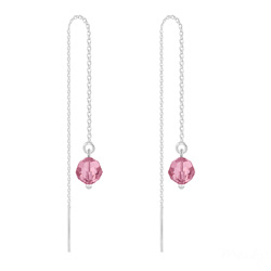 Cha�nes d'Oreilles Ronde � Facette 6mm en Argent et Cristal Light Rose