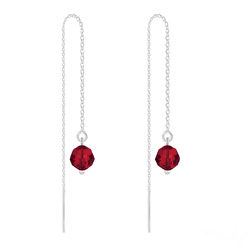 Cha�nes d'Oreilles Ronde � Facette 6mm en Argent et Cristal Rouge Light Siam
