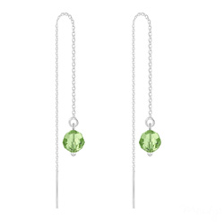 Cha�nes d'Oreilles Ronde � Facette 6mm en Argent et Cristal Vert P�ridot