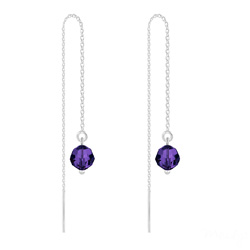 Cha�nes d'Oreilles Ronde � Facette 6mm en Argent et Cristal Purple Velvet