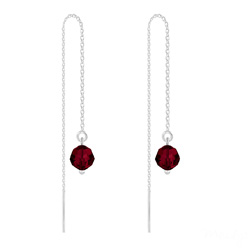 Cha�nes d'Oreilles Ronde � Facette 6mm en Argent et Cristal Rouge Siam