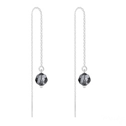 Cha�nes d'Oreilles Ronde � Facette 6mm en Argent et Cristal Silver Night