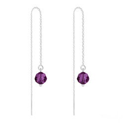 Cha�nes d'Oreilles Ronde � Facette 6mm en Argent et Cristal Am�thyste