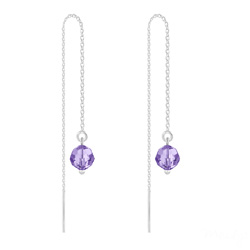 Cha�nes d'Oreilles Ronde � Facette 6mm en Argent et Cristal Tanzanite