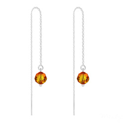 Cha�nes d'Oreilles Ronde � Facette 6mm en Argent et Cristal Fire Opal
