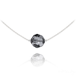 Collier en Cristal et Argent Collier Ras de Cou Ronde � Facette 10mm en Argent et Cristal Silver Night