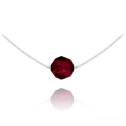 Collier en Cristal et Argent Collier Ras de Cou Ronde � Facette 10mm en Argent et Cristal Rouge Siam