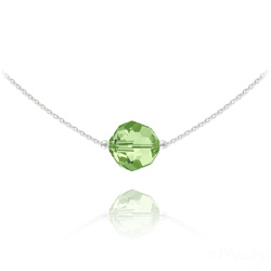 Collier en Cristal et Argent Collier Ras de Cou Ronde � Facette 10mm en Argent et Cristal Vert P�ridot