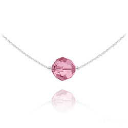Collier en Cristal et Argent Collier Ras de Cou Ronde � Facette 10mm en Argent et Cristal Light Rose