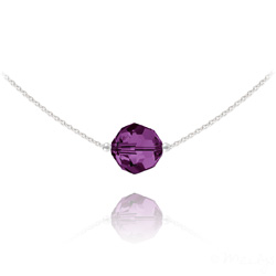 Collier Ras de Cou Ronde � Facette 10mm en Argent et Cristal Am�thyste