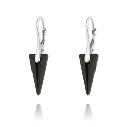 Boucles d'Oreilles Mini Spike en Argent et Cristal Jet (Noir)