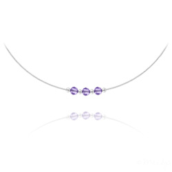 Collier en Cristal et Argent Collier 3 Rondes � Facettes en Argent et Cristal Tanzanite
