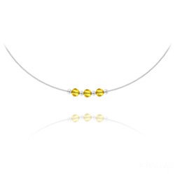 Collier en Cristal et Argent Collier 3 Rondes � Facettes en Argent et Cristal Sun Flower