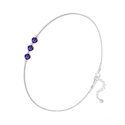 Bracelet en Cristal et Argent Bracelet 3 Rondes à Facettes en Argent et Cristal Purple Velvet