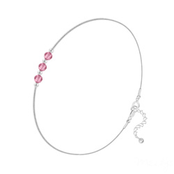 Bracelet en Cristal et Argent Bracelet 3 Rondes à Facettes en Argent et Cristal Light Rose