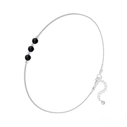 Bracelet en Cristal et Argent Bracelet 3 Rondes à Facettes en Argent et Cristal Jet (Noir)