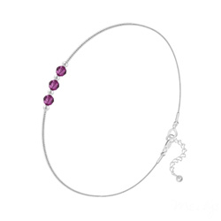 Bracelet en Cristal et Argent Bracelet 3 Rondes à Facettes en Argent et Cristal Fuchsia
