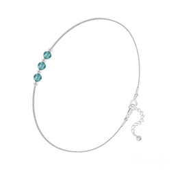 Bracelet en Cristal et Argent Bracelet 3 Rondes à Facettes en Argent et Cristal Bleu Zircon