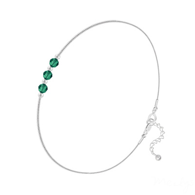 Bracelet en Cristal et Argent Bracelet 3 Rondes à Facettes en Argent et Cristal Emeraude