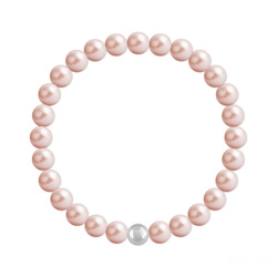 Bracelet 6mm en Argent et Perles de Cristal Nacr Rose Peach