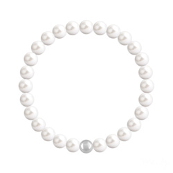 Bracelet 6mm en Argent et Perles de Cristal Nacr White Pearl