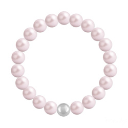 Bracelet en Cristal et Argent Bracelet 8mm en Argent et Perles de Cristal Nacré Pastel Rose