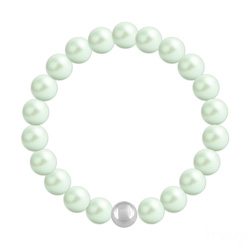 Bracelet en Cristal et Argent Bracelet 8mm en Argent et Perles de Cristal Nacré Pastel Green