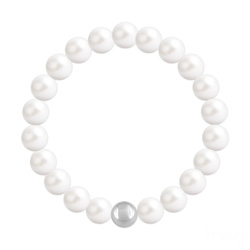 Bracelet en Cristal et Argent Bracelet 8mm en Argent et Perles de Cristal Nacré Ivory