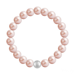 Bracelet en Cristal et Argent Bracelet 8mm en Argent et Perles de Cristal Nacré Rose Peach