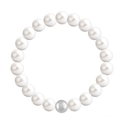 Bracelet 8mm en Argent et Perles de Cristal Nacr White Pearl