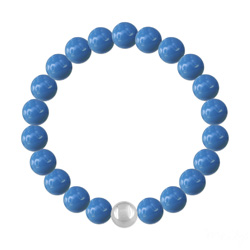 Bracelet 8mm en Argent et Perles de Cristal Nacr� Lapis
