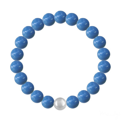 Bracelet en Cristal et Argent Bracelet 8mm en Argent et Perles de Cristal Nacré Lapis