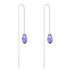 Cha�nes d'Oreilles Mini Briolette en Argent et Cristal Tanzanite