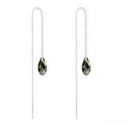 Cha�nes d'Oreilles Mini Briolette en Argent et Cristal Silver Night