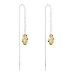 Cha�nes d'Oreilles Mini Briolette en Argent et Cristal Champagne
