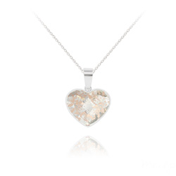 Collier en Cristal et Argent Collier Coeur 14mm V2 en Argent et Cristal Rose Patina