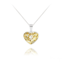 Collier en Cristal et Argent Collier Coeur 14mm V2 en Argent et Cristal Gold Patina