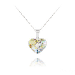 Collier en Cristal et Argent Collier Coeur 14mm V2 en Argent et Cristal White Patina