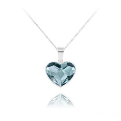 Collier en Cristal et Argent Collier Coeur 14mm V2 en Argent et Cristal Denim Blue