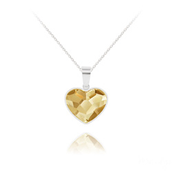 Collier en Cristal et Argent Collier Coeur 14mm V2 en Argent et Cristal Champagne