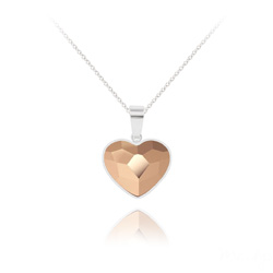 Collier en Cristal et Argent Collier Coeur 14mm V2 en Argent et Cristal Rose Gold