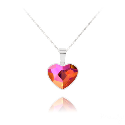 Collier en Cristal et Argent Collier Coeur 14mm V2 en Argent et Cristal Astral Pink