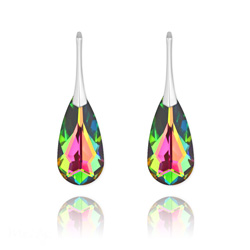 Boucles d'Oreilles Larme 24MM en Argent et Cristal Vitrail Medium