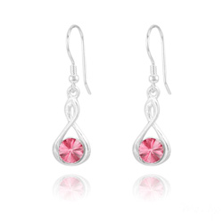 Boucles d'Oreilles Infinity Rivoli en Argent et Cristal Light Rose