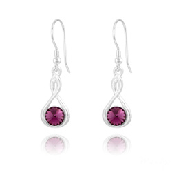 Boucles d'Oreilles Infinity Rivoli en Argent et Cristal Am�thyste
