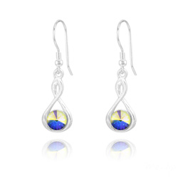 Boucles d'Oreilles Infinity Rivoli en Argent et Cristal Aurore Bor�ale