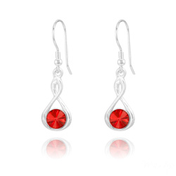 Boucles d'Oreilles Infinity Rivoli en Argent et Cristal Rouge Light Siam
