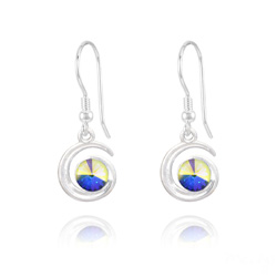 Boucles d'Oreilles Spirale Rivoli en Argent et Cristal Aurore Bor�ale